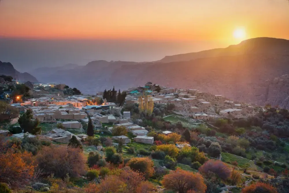 Dana Biosphere Reserve and surrounding nature at sunset